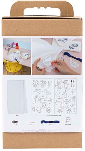 Creativ Company embroidery hobby set cotton napkins DIY-3
