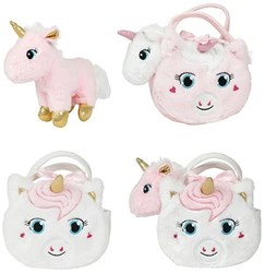 Toi-Toys plush unicorn cuddly toy in unicorn bag with glitter horn
