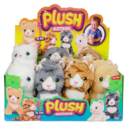 Toi-Toys plush cat cuddly toys 15 cm - set of 12 in display