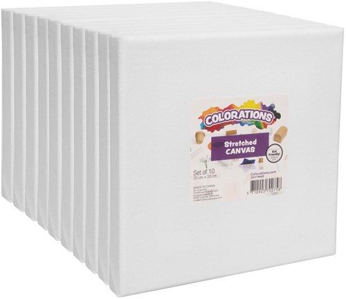 Colorations canvas painting board white 20x20 cm - set of 10 pieces