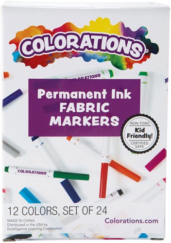 Colorations fabric marker set - permanent markers for textiles 12 colors