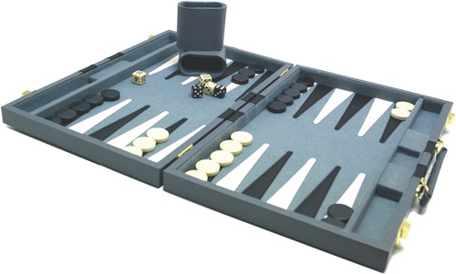 HOT Games Backgammon Case 38 cm Grey-Black Board Game-2