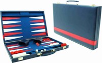 HOT Games Backgammon Case Blue Vinyl 46x30 cm.