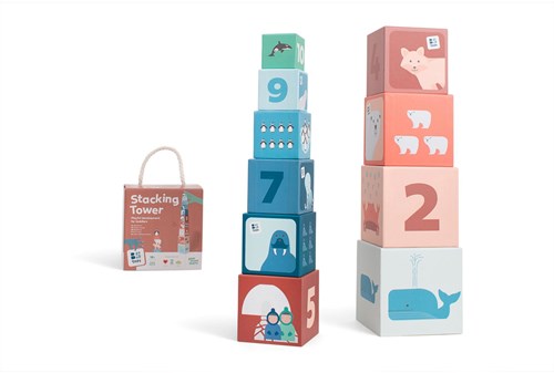 Stacking tower stacking toy educational cardboard toddler - colorful game-2
