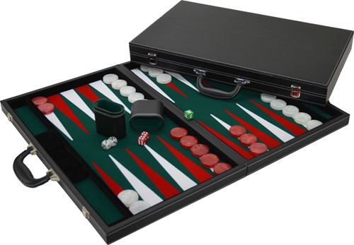 HOT Games Backgammon inlaid felt 38cm green/red.