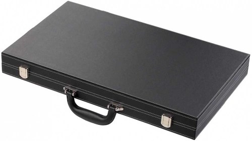 HOT Games Backgammon black stitched including felt green/black 46cm-3
