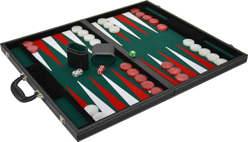 HOT Games Backgammon inlaid felt 38cm green/red.-3
