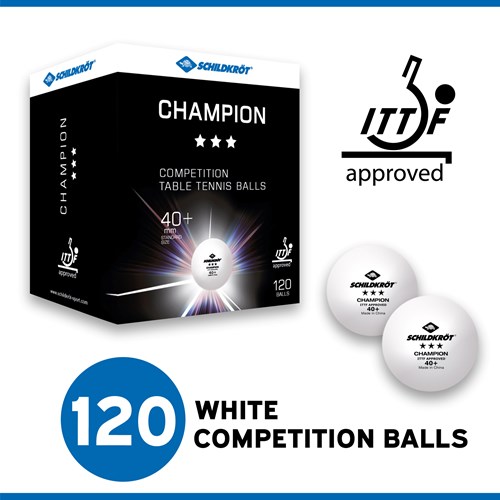 Schildkröt Table Tennis Balls 3-Star ITTF Poly 40+ White 120 Pieces-2