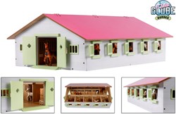 Kids GLOBE horse stable wooden toy pink with 9 stalls 1:32 scale