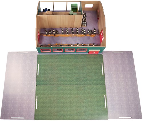 Kids GLOBE wooden toy farm stable with meadow 1:32 scale-2