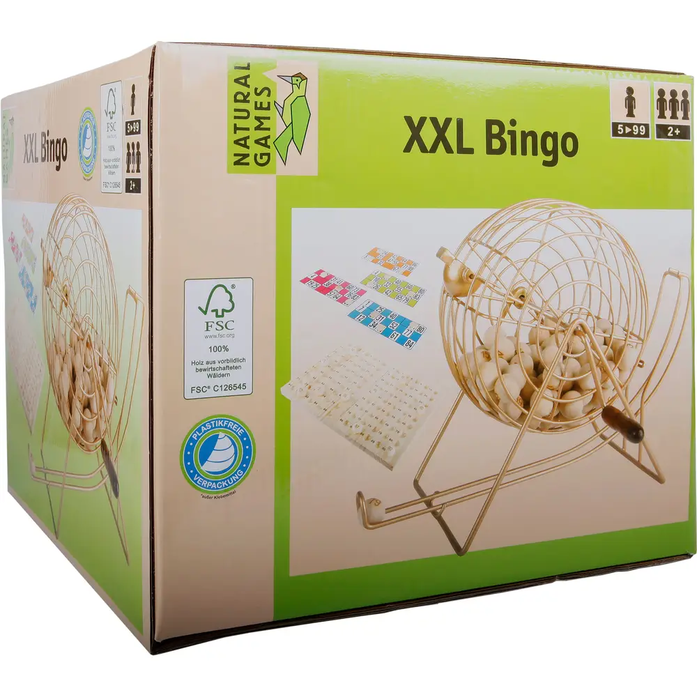 Vedes XXL Bingo game with metal cage and wooden balls