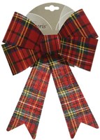 Decoris Christmas bow polyester tartan 22x26cm multi color