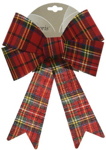 Decoris Christmas bow polyester tartan 22x26cm multi color