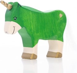 Lilu Unicorn wooden toy pony green FSC hand-painted 12.5cm