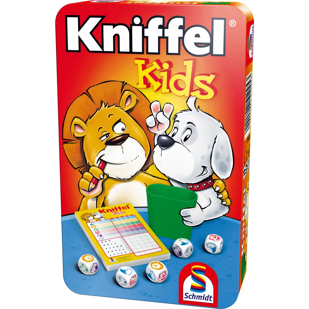 Schmidt dice game Kniffel Kids in metal tin travel edition