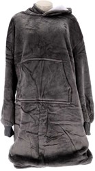 Hoodie plaid Sherry warm blanket with sleeves 110x170 cm grey fleece
