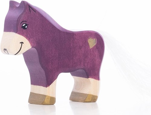 Lilu wooden unicorn foal toy - purple - FSC wood - magical