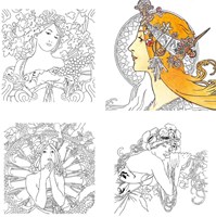 Fridolin coloring set coloring pages with frame 15x15 cm Art Nouveau creative-3
