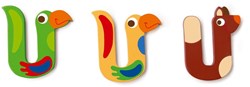 Scratch wooden letter U - colorful decoration for kids room