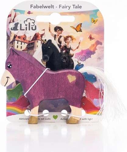 Lilu wooden unicorn foal toy - purple - FSC wood - magical-2