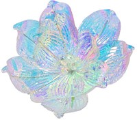 Decoris Christmas flower Magnolia iridescent on clip plastic 13cm decoration