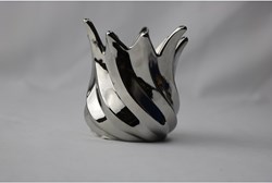 Waxinelichthouder zilver 9x9x9,3cm