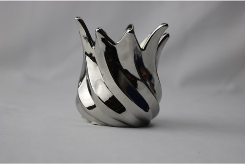 Waxinelichthouder zilver 9x9x9,3cm