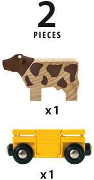Brio Cattle Wagon - Toy Train with Cow - 33406 - BRIO World Expansion-2
