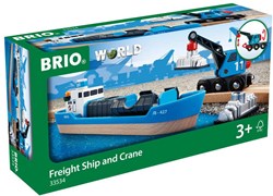 Brio container ship with crane wagon - toy for train set - 33534