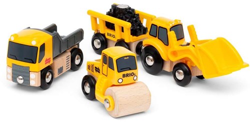 Brio construction vehicles - toy set with wooden details for building site-3