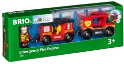Brio Fire Engine Train - Toy Locomotive with Light and Sound - 33811