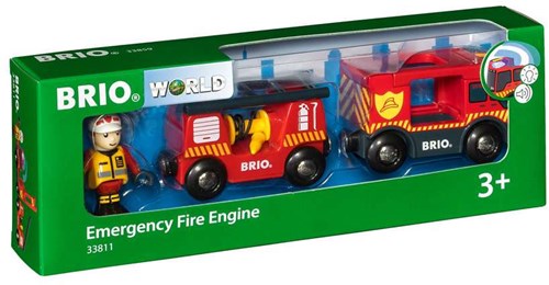Brio Fire Engine Train - Toy Locomotive with Light and Sound - 33811