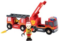 Brio Fire Engine Train - Toy Locomotive with Light and Sound - 33811-2