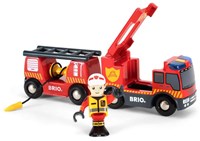 Brio Fire Engine Train - Toy Locomotive with Light and Sound - 33811-3
