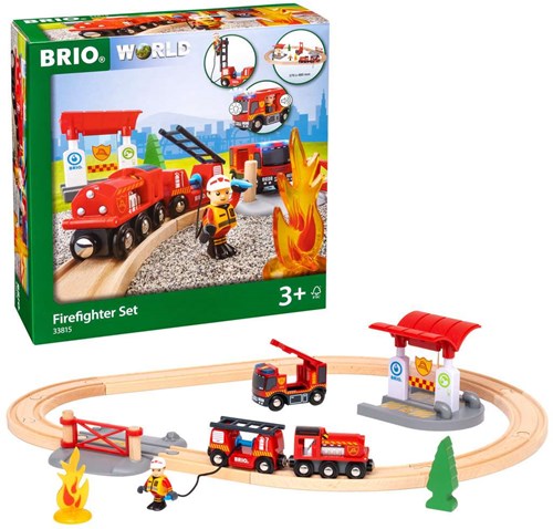 Brio fire brigade toy train set - Firefighter themed playset for kids-2