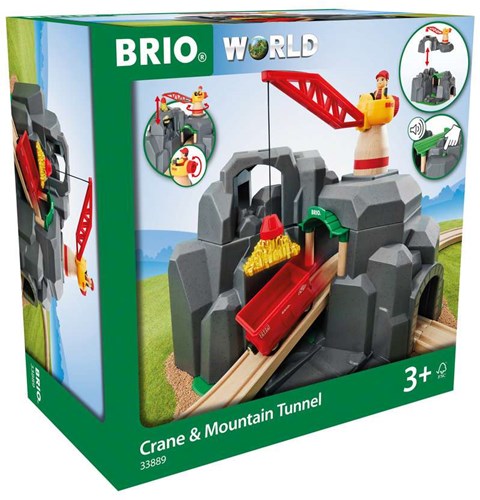 Brio Large Goldmine Playset with Sound Tunnel and Crane - Wooden Train Track