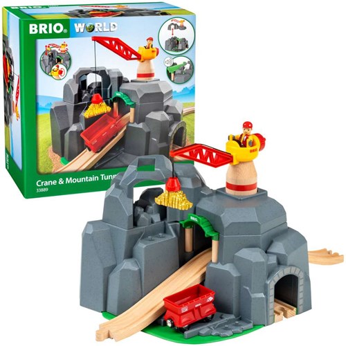 Brio Large Goldmine Playset with Sound Tunnel and Crane - Wooden Train Track-2
