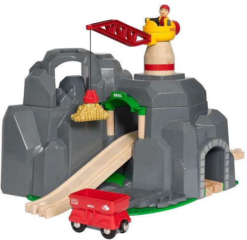 Brio Large Goldmine Playset with Sound Tunnel and Crane - Wooden Train Track-3