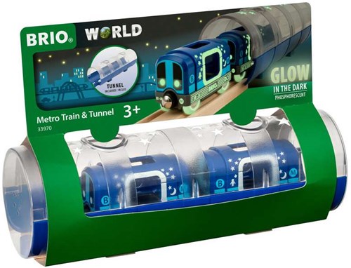 Brio metro toy train with tunnel - Glow in the dark - 33970