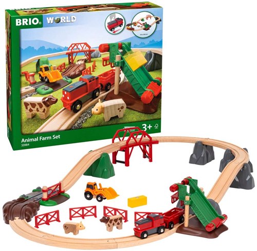 Brio farm toy train set - 30-piece wooden railway set-2