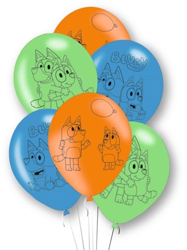 Bluey balloons set - 6 latex balloons for kids party decoration-3