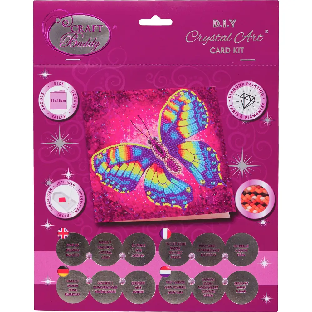 Vedes Crystal Art craft set butterfly 18x18 cm card with crystals