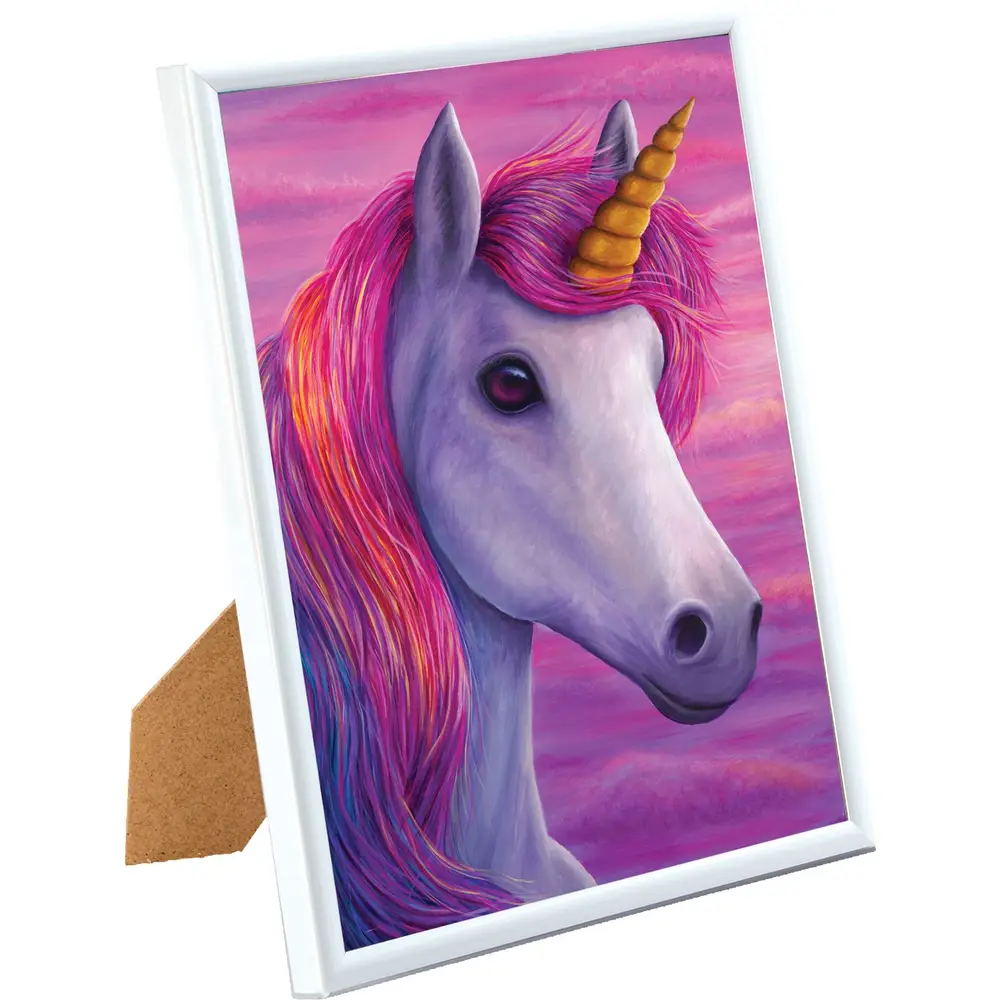 Vedes crystal art unicorn painting with frame 21x25 cm decoration