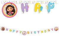 Happy Birthday banner Gabby's Dollhouse birthday pink cardboard-3