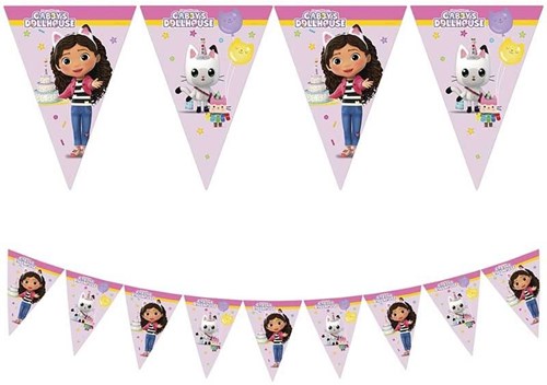 Bunting Gabby's Dollhouse pink cardboard 2 meters birthday party-3
