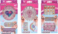 Glamour toy press-on nails set with rhinestones and accessories - 12 pieces-2