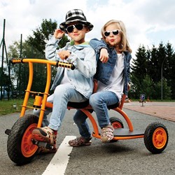 Top Trike tricycle taxi yellow with push bar and storage space