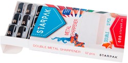 Pencil sharpeners metal double sharpener grey 12 pieces for kids