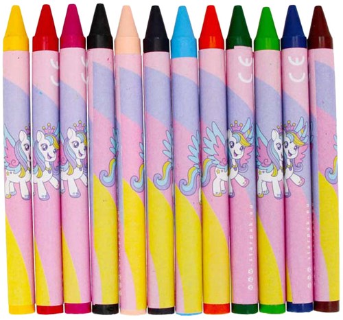 Lobbes unicorn wax crayons set - 12 colourful crayons for kids-2