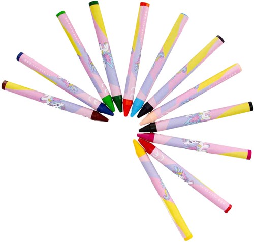 Lobbes unicorn wax crayons set - 12 colourful crayons for kids-3